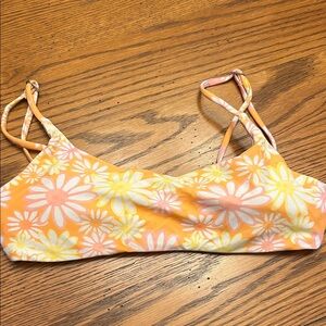 Floral Bikini Top in Orange and Yellow